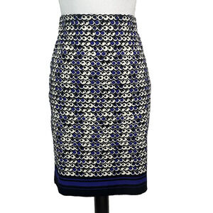 Ann Taylor Skirt size 10 Petite Black Purple Circles Dots Straight Knee Casual